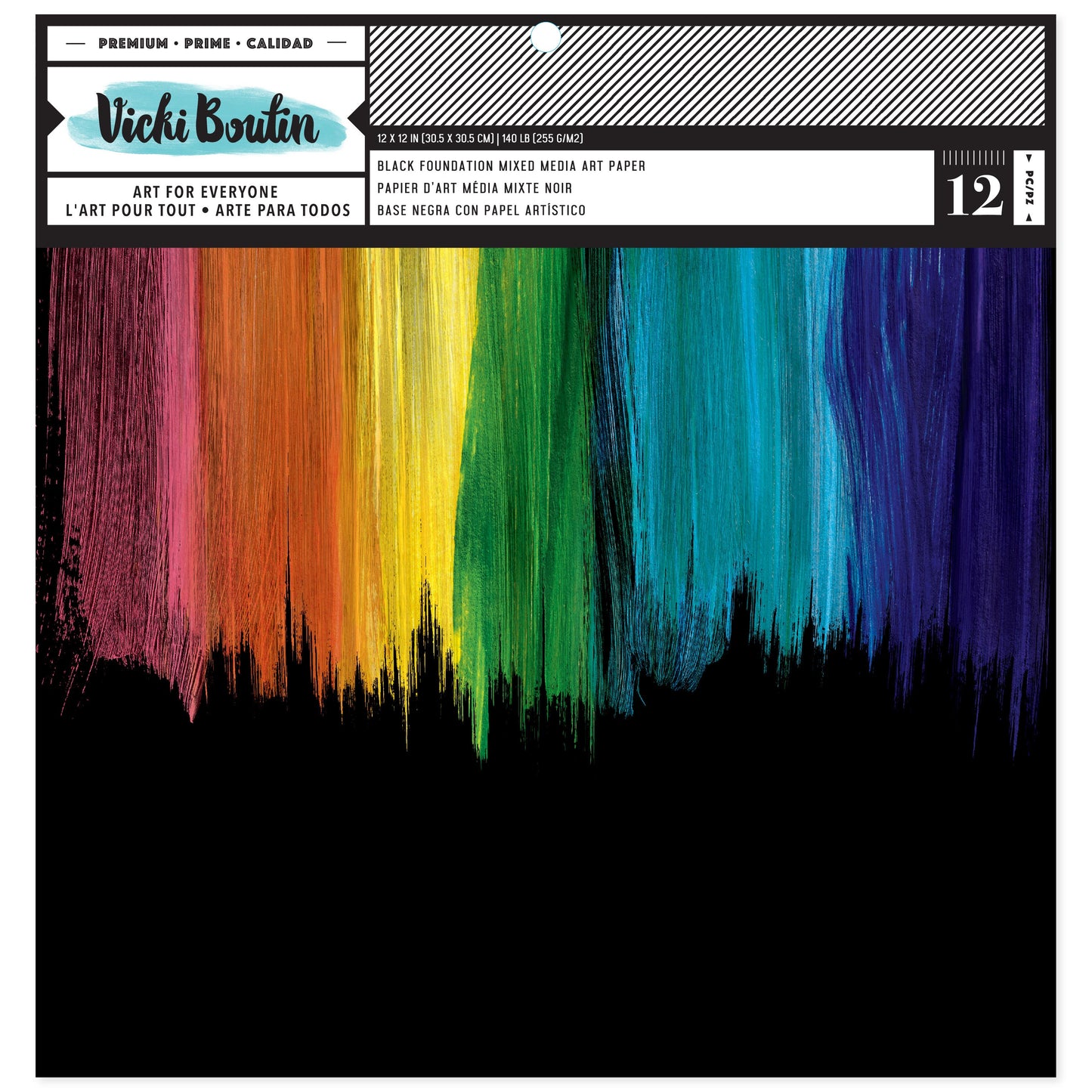 Vicki Boutin Mixed Media Foundations Paper 12"X12" 12/Pkg-Black 140lb