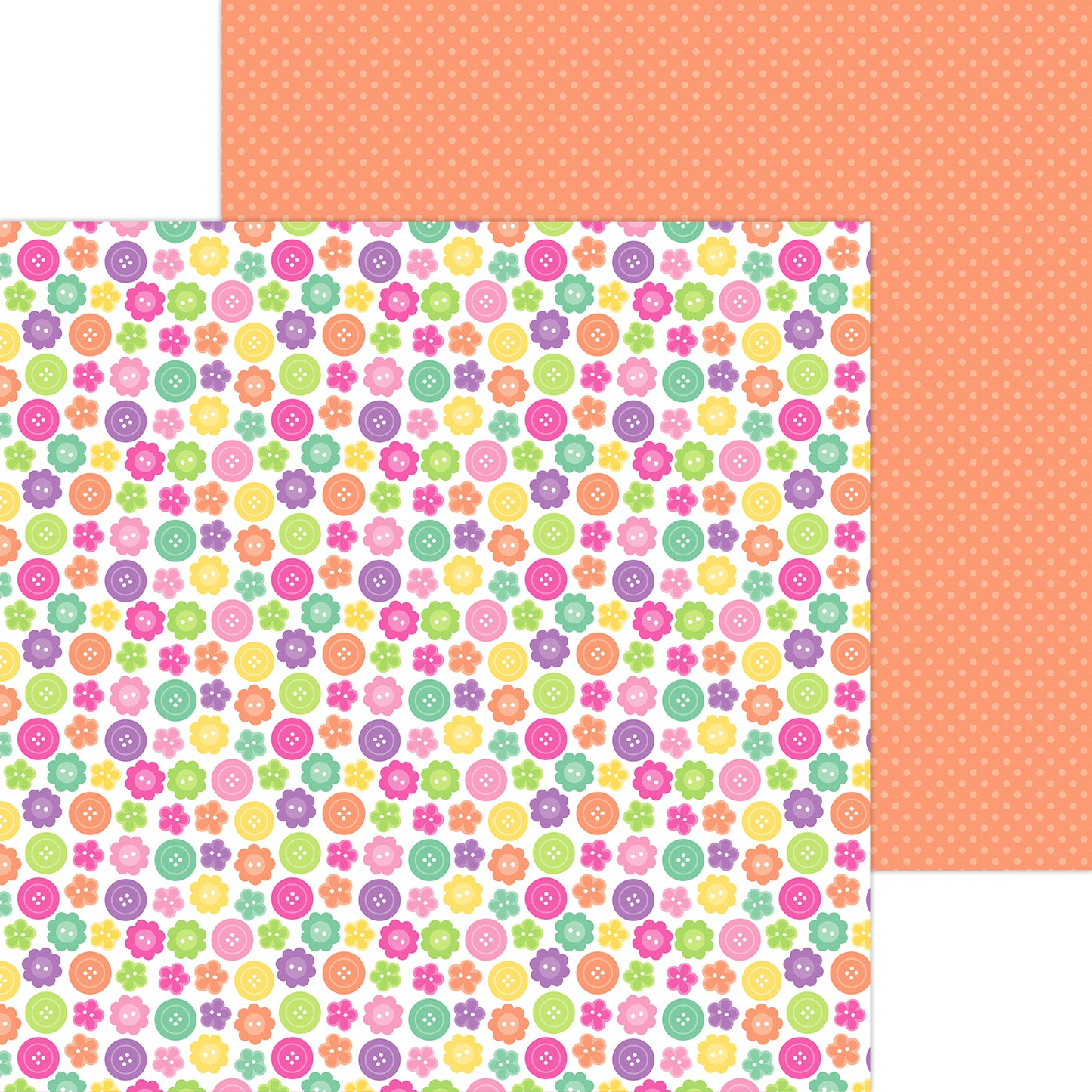 Button Stash 12x12 Double Sided paper from Color Me Crafty Collection by Doodl;ebug Design