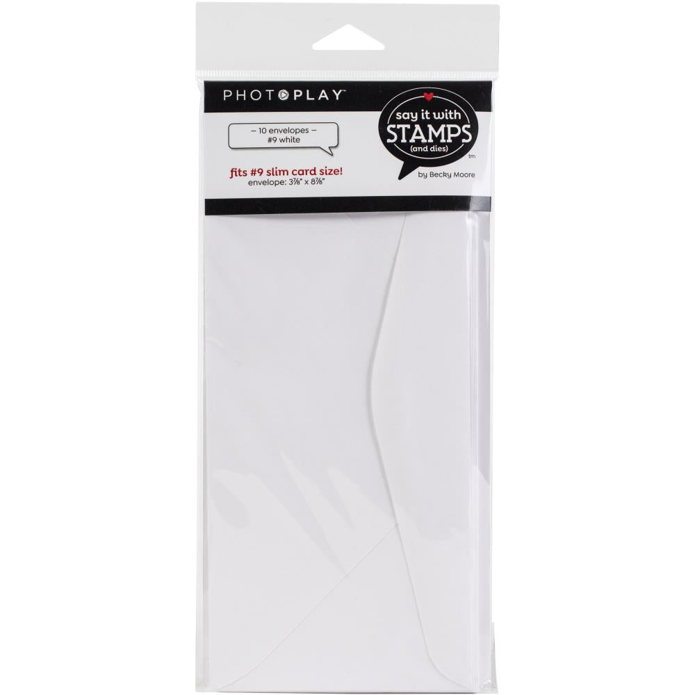 Say It With Stamps Scored #9 Slimline White Envelopes 10/Pkg - Photoplay Paper