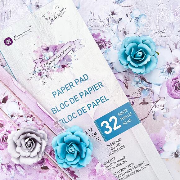 Aquarelle Dreams 12x12 Double Sided Scrapbook Paper Collection by Prima