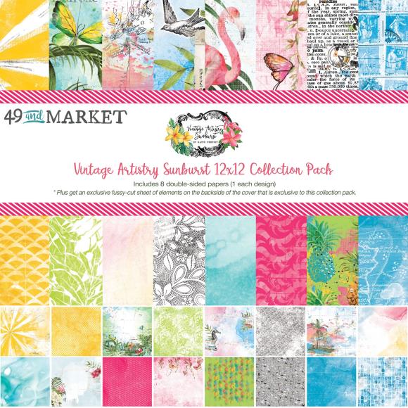 Vintage Artistry Sunburst -12x12 Cardstock Scrapbook Paper Collection Pack - 49 and Market