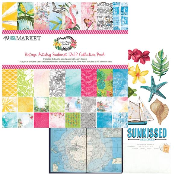 Vintage Artistry Sunburst -12x12 Cardstock Scrapbook Paper Collection Pack - 49 and Market