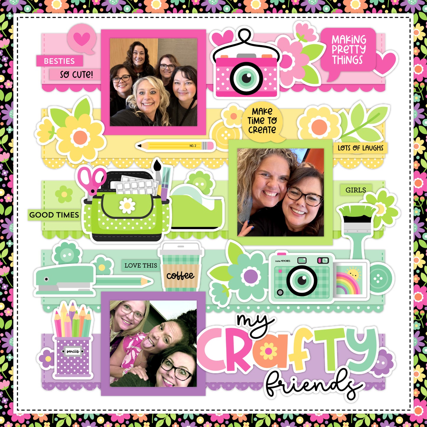 Crafty Colors - 12 x 12 Double Sided Paper - Doodlebug Design - Color Me Crafty Collection