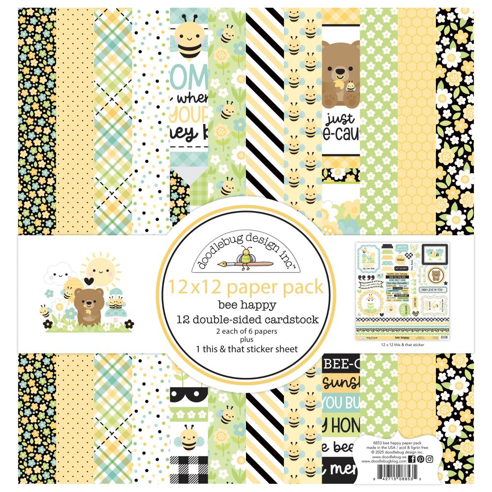 Bee Happy Doodlebug 12x12 Pattern Paper Pad