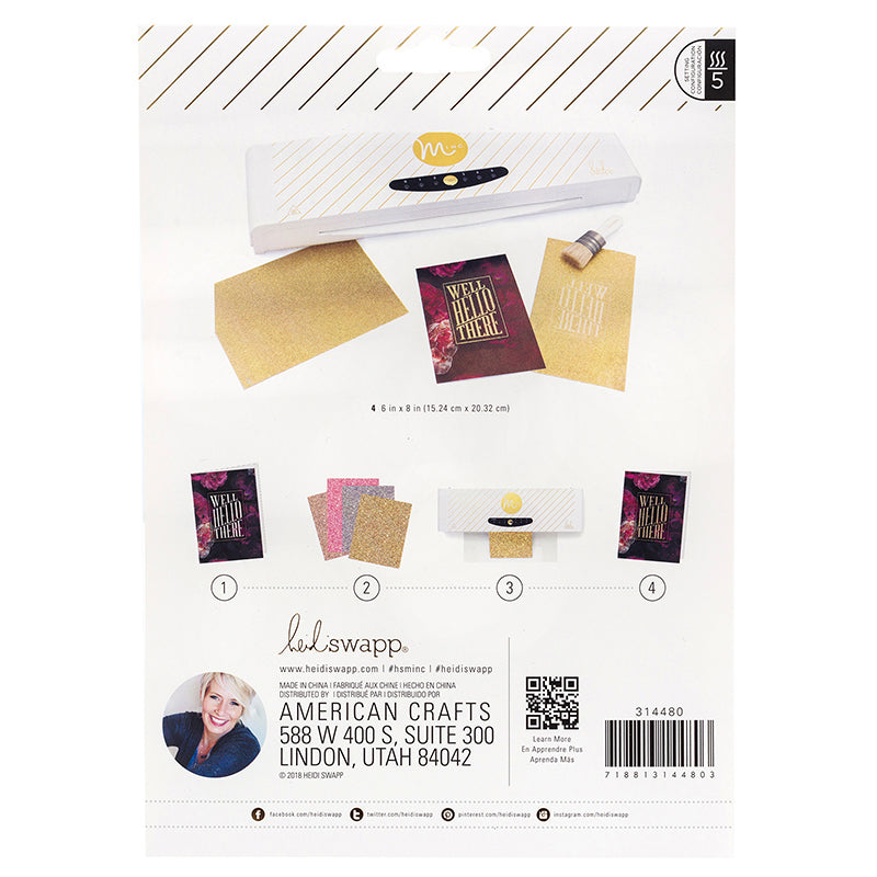 Minc 6x8 Glitter Sheets - Gold - 4 Sheets - Heidi Swapp