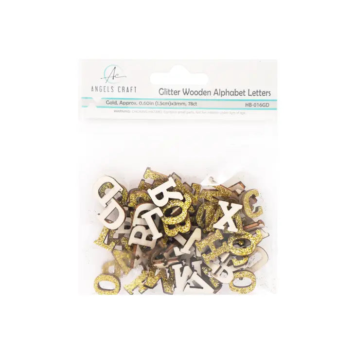 Gold Glitter Wooden Alphabet Letters Embellishment