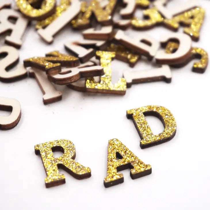 Gold Glitter Wooden Alphabet Letters