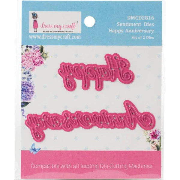 Dress My Craft Happy Anniversary Sentiment Craft Die DMCD2816