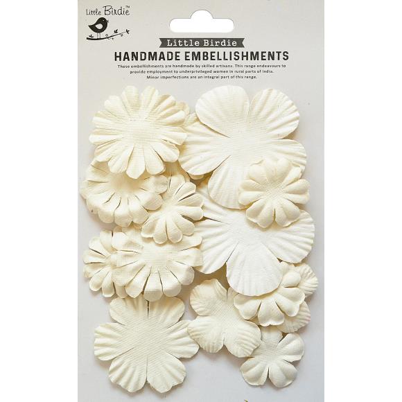Little Birdie Paper Petals Ivory Delight Flower Embellishments
