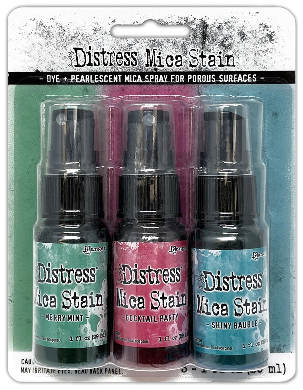 Tim Holtz Distress Mica Stain Holiday Set #4 - Ranger Merry Mint Cocktail Party Shiny Bauble