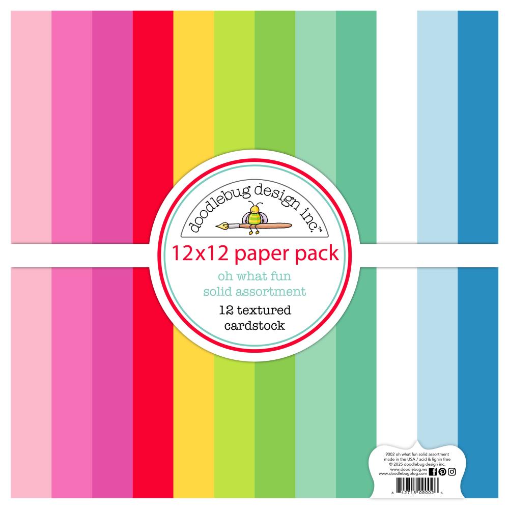 Doodlebug Design Oh What Fun Collection 12x12 Textured Cardstock Solid Assortment