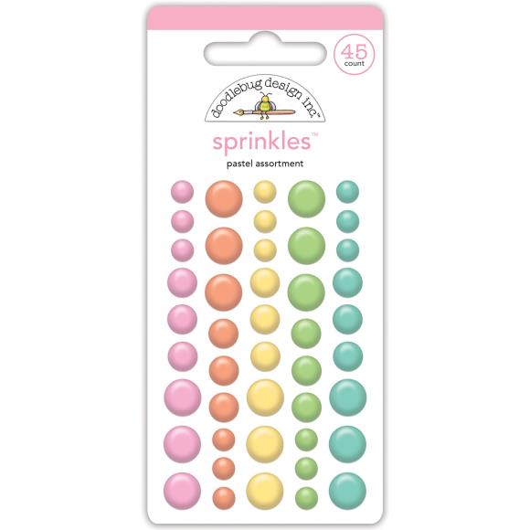 Doodlebug Sprinkles Adhesive Enamels Shapes Pastel Assortment Dots