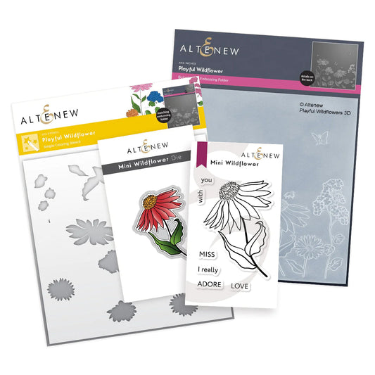 Altenew - Playful Wildflower Complete Bundle - Stamp-Die Stencil -Embossing Folder