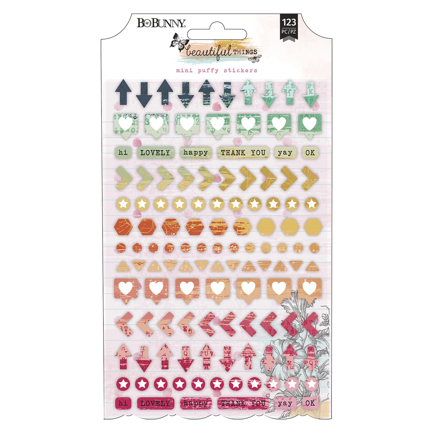 Beautiful Things Puffy Stickers - Bo Bunny