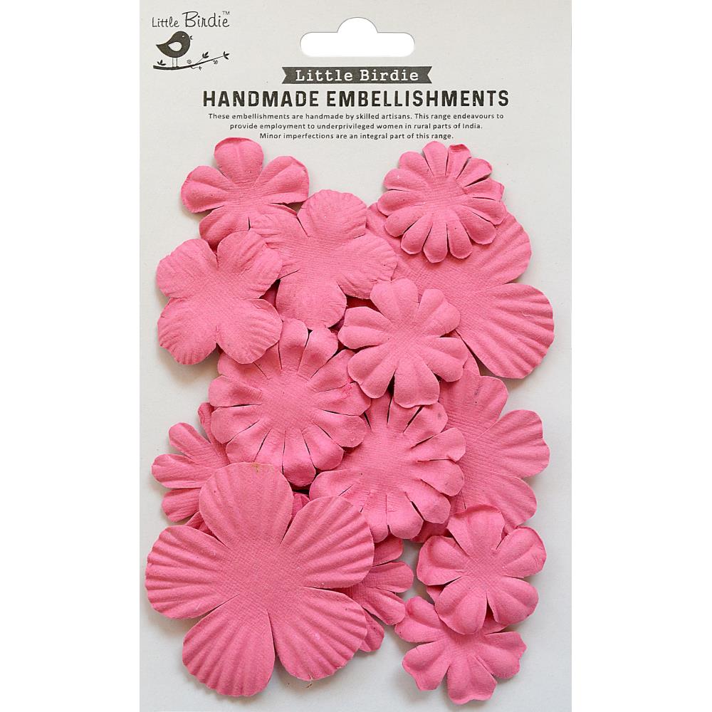 Little Birdie Paper Petals Rosy Delight Flower Embellishments