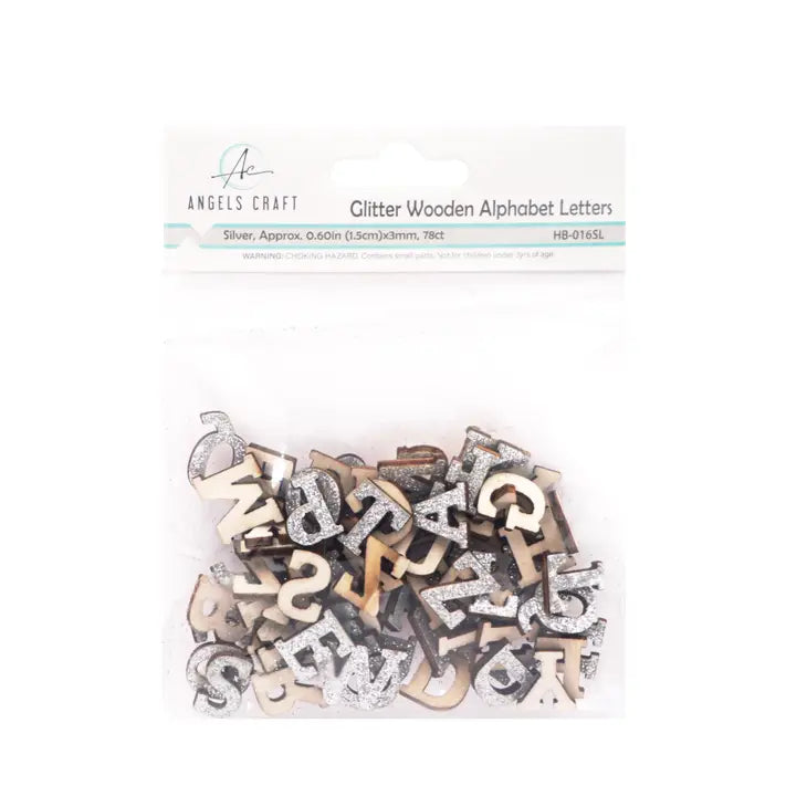 Silver Glitter Wooden Alphabet Letters