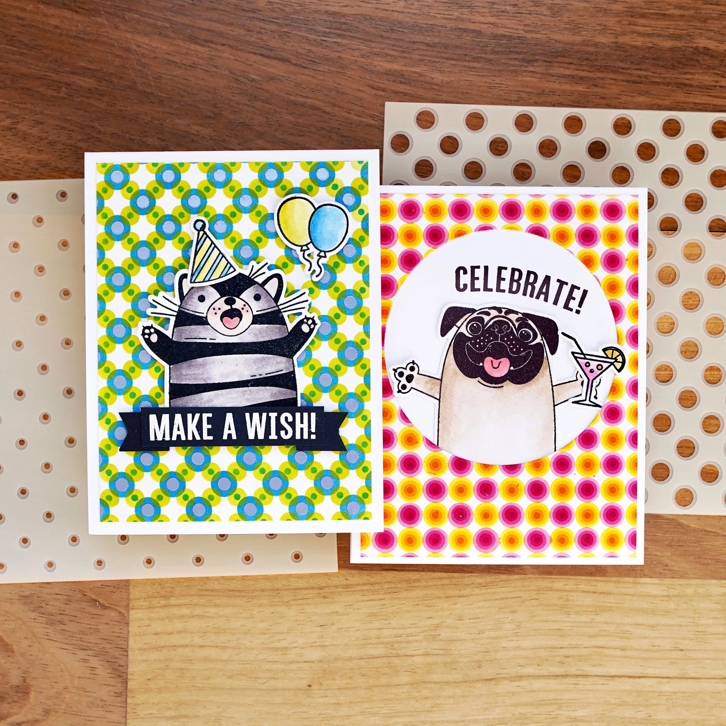 Simon Hurley Polka Dot Assortment Stencils 6x6 4 per pkg
