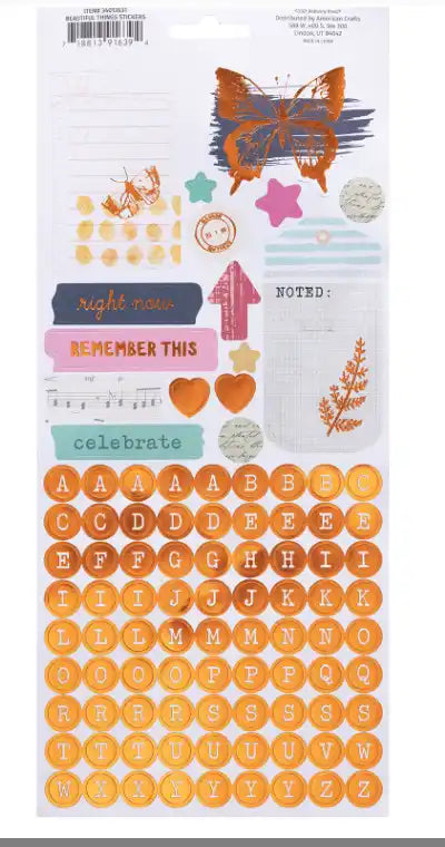 Beautiful Things Cardstock Stickers and Alphabet with Copper Foil - Bo Bunny