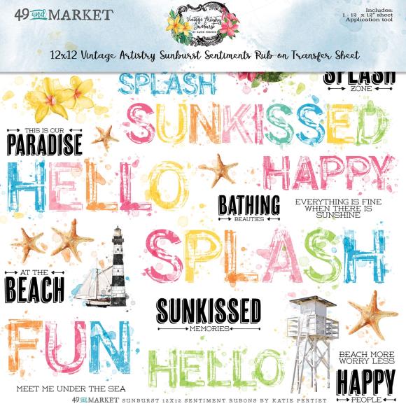 Sentiments Rub-Ons 12x12 Vintage Artistry Sunburst - - 49 and Market