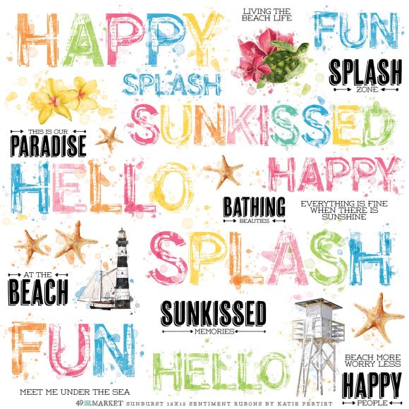 Sentiments Rub-Ons 12x12 Vintage Artistry Sunburst - - 49 and Market