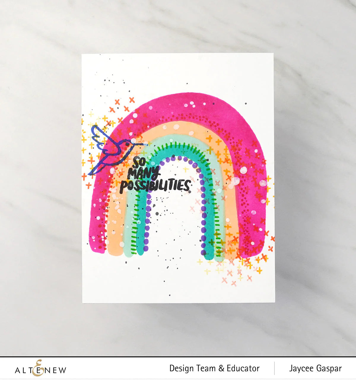 Altenew - Amy Tangerine - Through the Rainbow Bundle Stamp Set, Die Set and Stencil