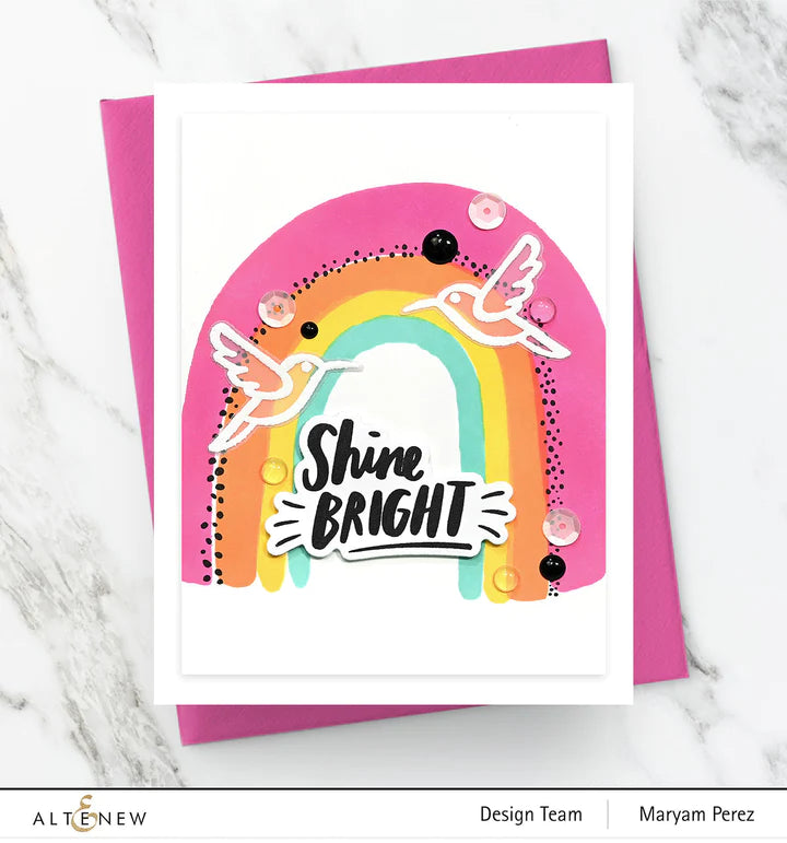 Altenew - Amy Tangerine - Through the Rainbow Bundle Stamp Set, Die Set and Stencil