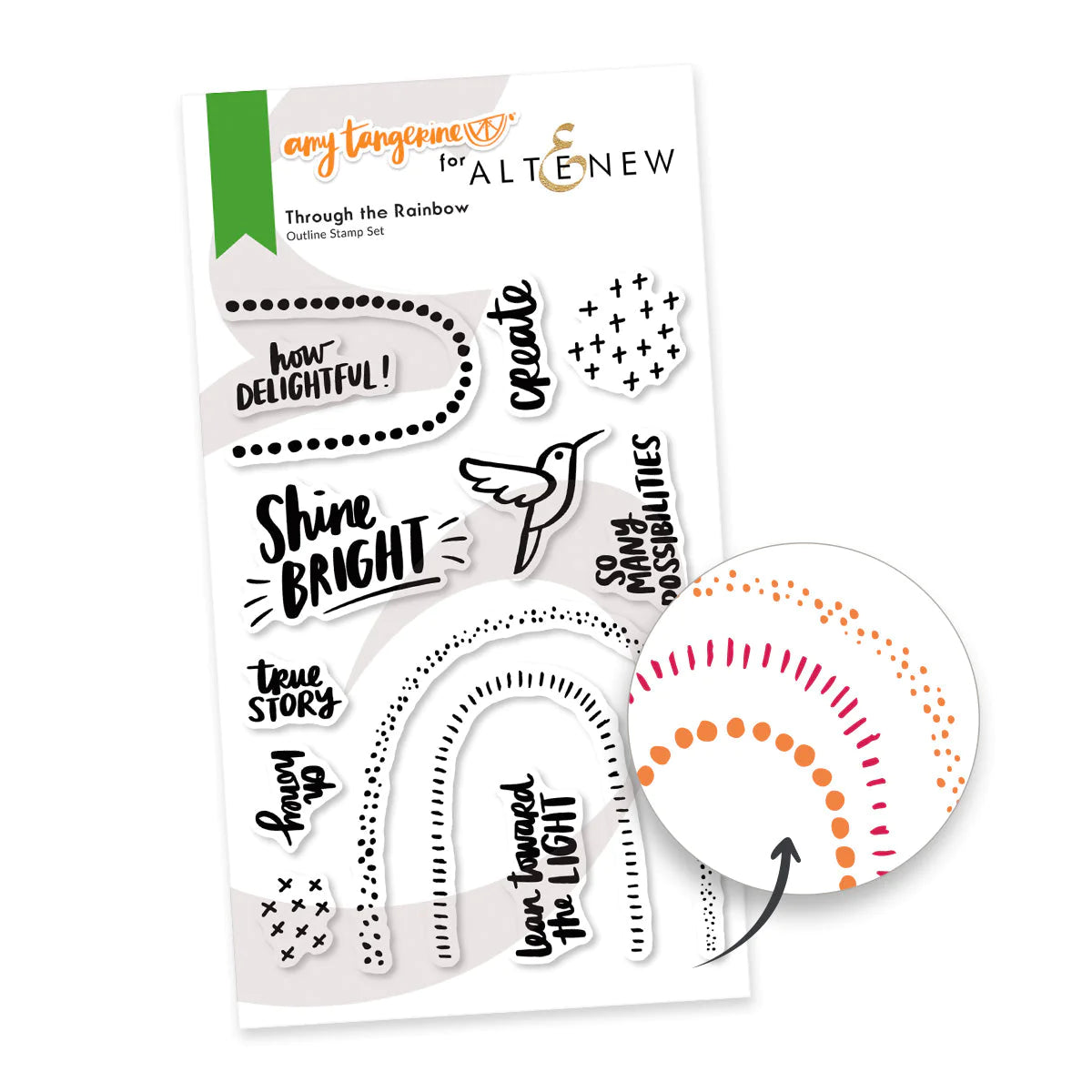Altenew - Amy Tangerine - Through the Rainbow Bundle Stamp Set, Die Set and Stencil