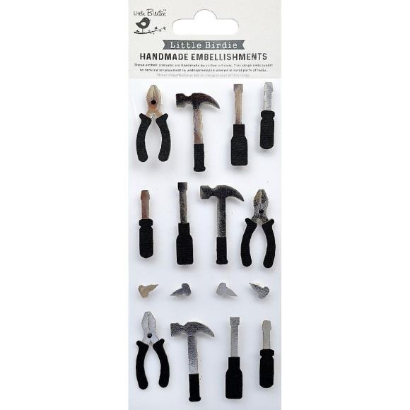 Little Birdie Sparkle Treasure Tools Stickers Hammer Pliers Screwdriver