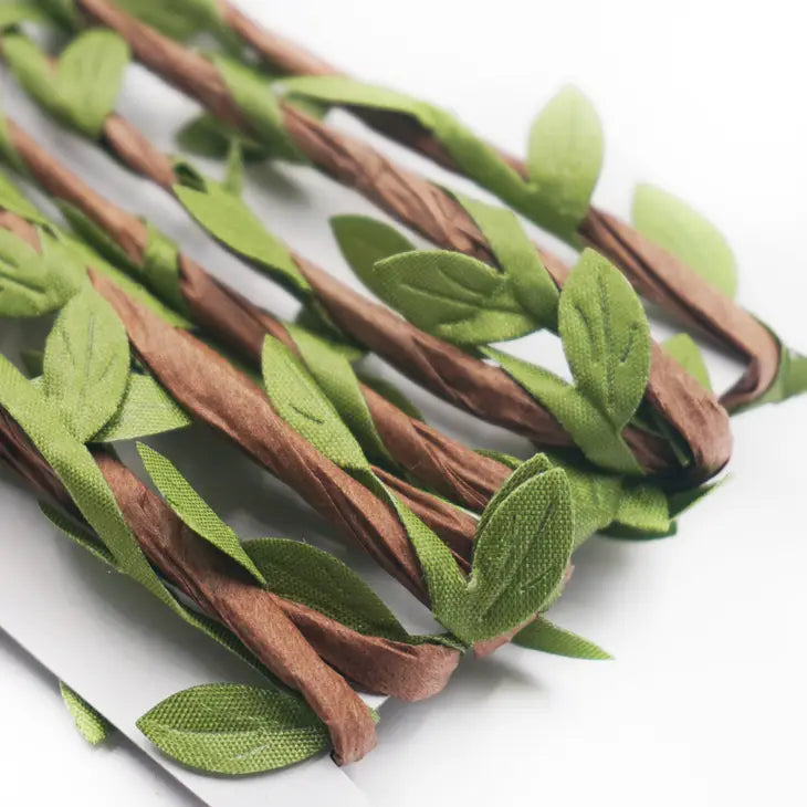 Garland Ribbon Dark Brown with Green Leaves