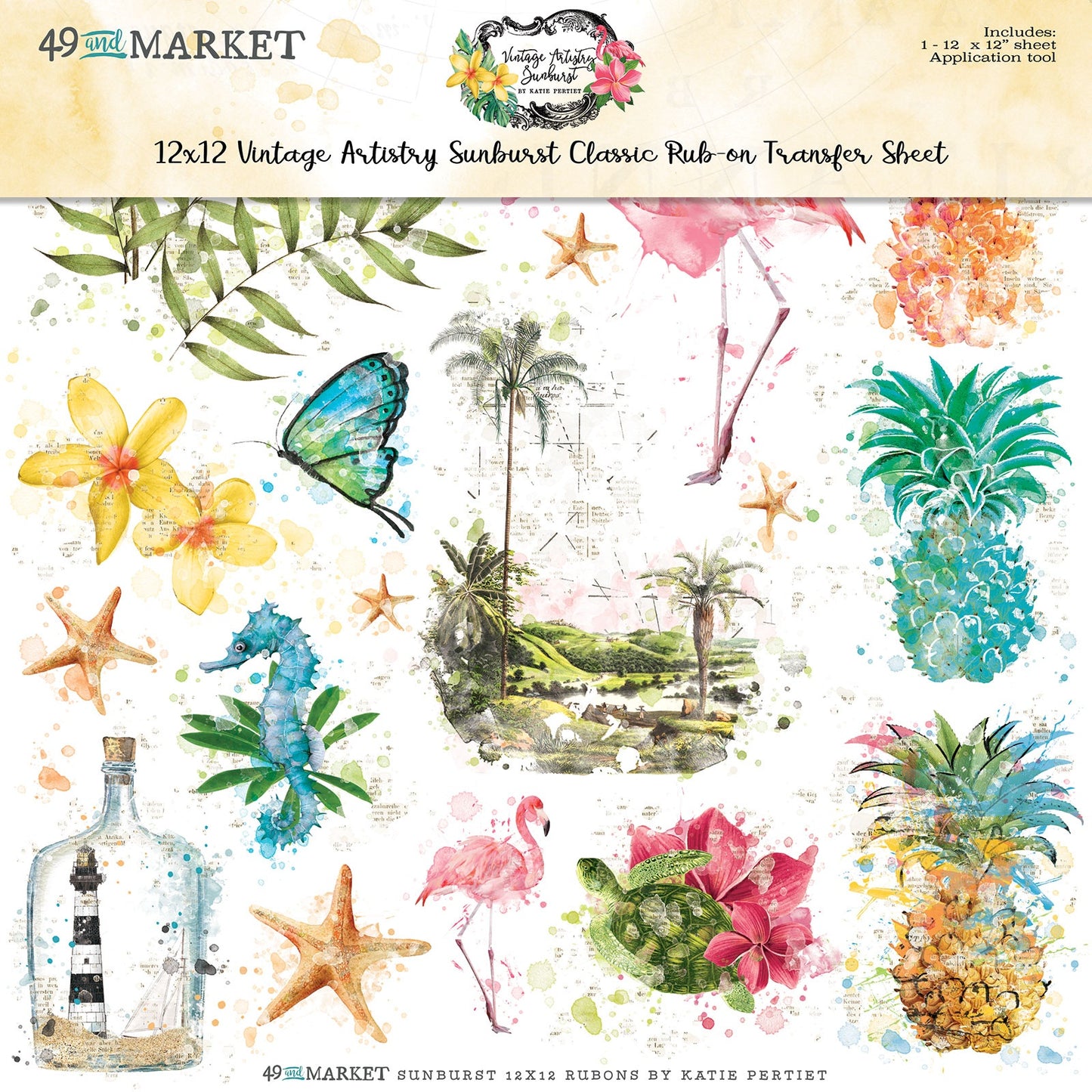Classic Rub-Ons 12x12 Vintage Artistry Sunburst - 49 and Market