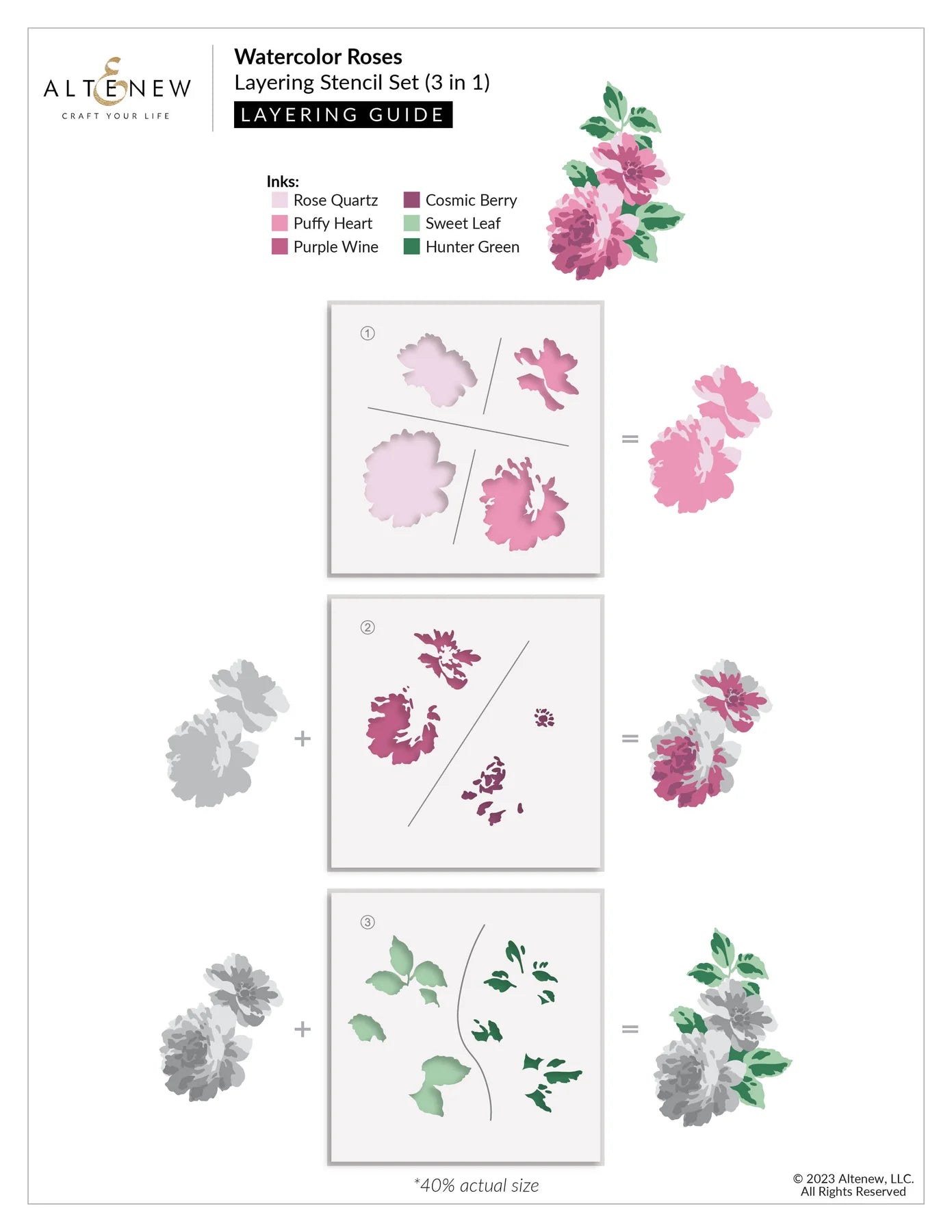 Altenew - Watercolor Roses Bundle Stencil and Die Set