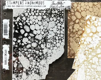 Tim Holtz Bubbles with Grid Block Rubber Cling Stamp Set 7x8.5 Stampers Anonymous