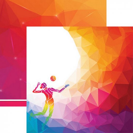 Game Day Volleyball 4 12x12 Double Sided Scrapbook Paper - Reminisce