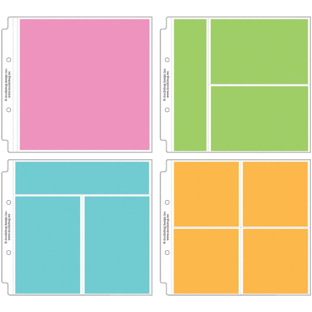 Doodlebug Page Protectors 8"X8" 3 Each of 4 Styles