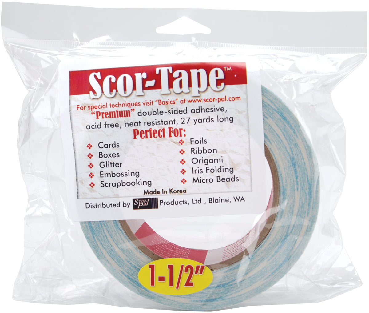Scor-Tape Double Sided Adhesive 1.5 inch X 27yd 1.5"