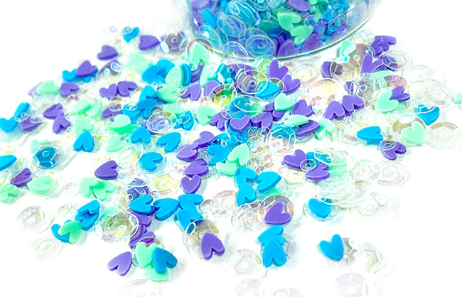 Cool Hearts - Blue Green and Purple Hearts Embellishments by Picket Fence Studios