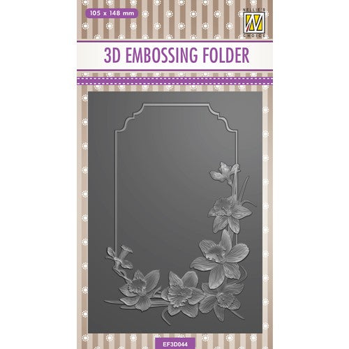 Rectangle with Daffodil Flowers Embossing Folder - Nellies Choice EF3D044