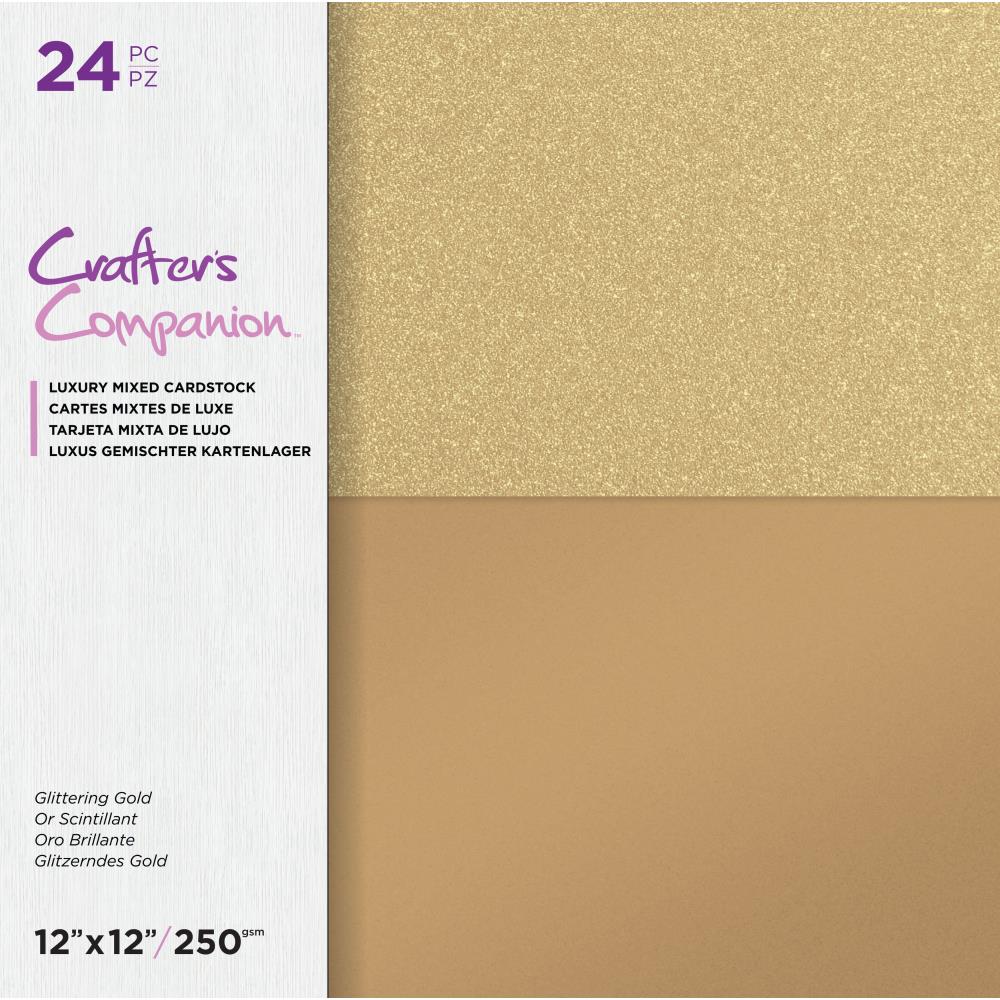 Crafter's Companion 12 Mixed Cardstock Pad - Glittering Gold