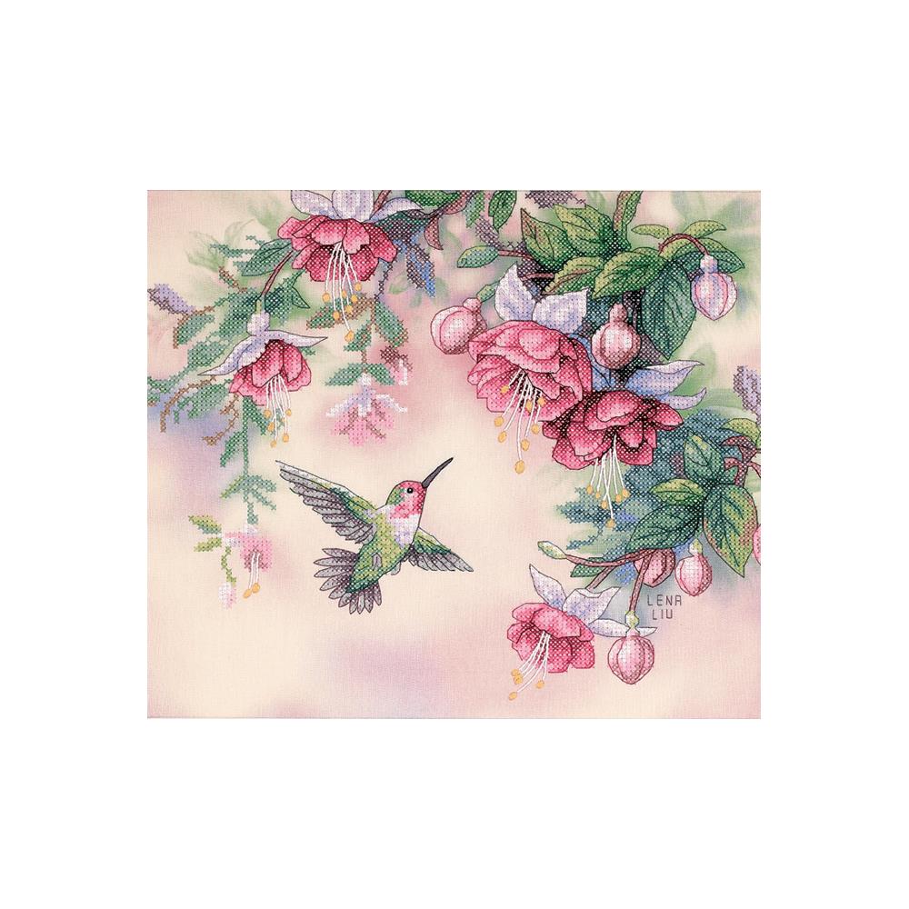 Hummingbird and Fuchsias Cross Stitch Kit 12x14