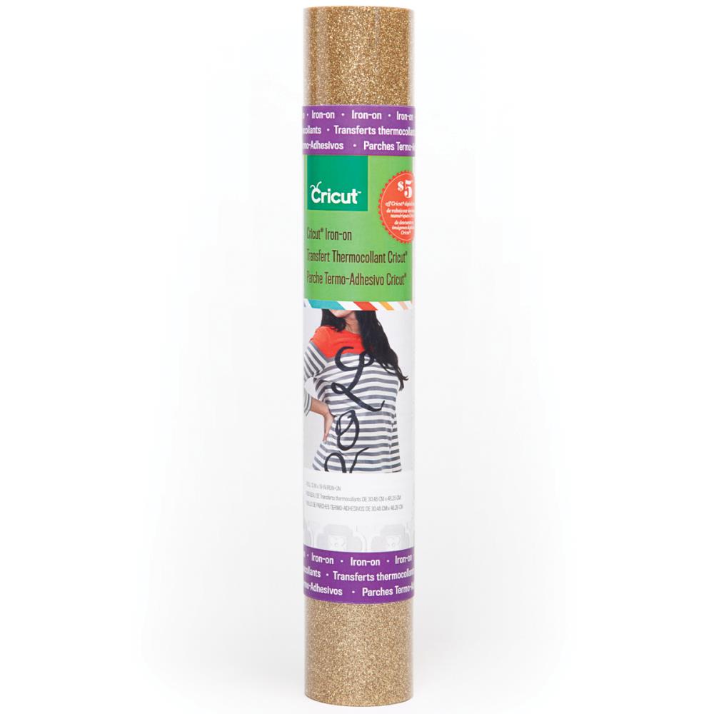 Cricut Iron-On Glitter Vinyl 12x19 inch Roll in a Variety of Colors to Choose From