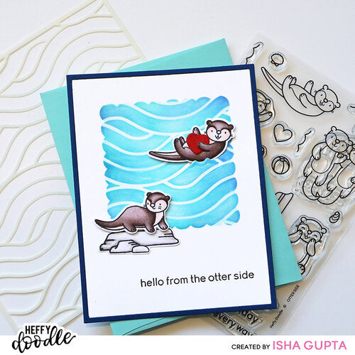 Heffy Doodle Otter Side Stamps Set Clear Cling Mount for Cardmaking