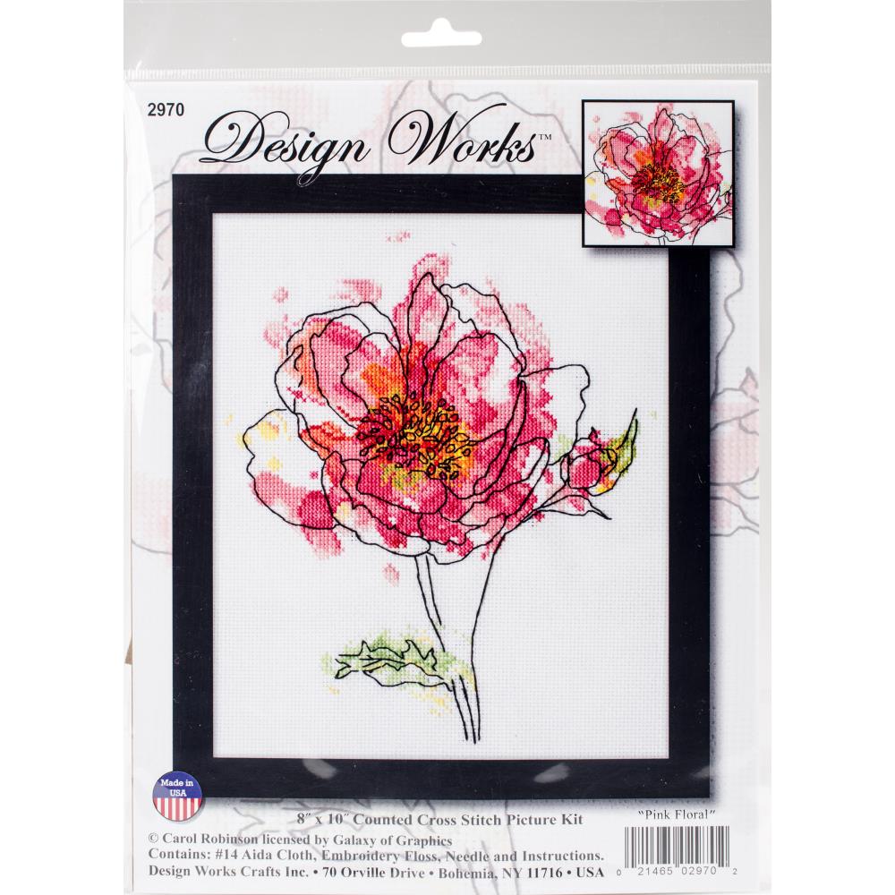 Pink Floral Cross Stitch Kit