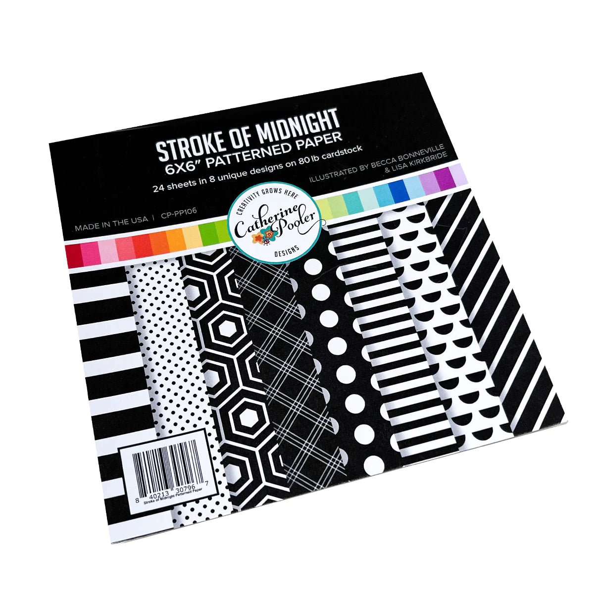 Stroke of Midnight Balck and White 6x6 Pattern Paper Pad - Cathrine Pooler Designs