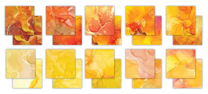 Ink Drops Sunset Orange Yellow 12x12 Premium Scrapbook Paper Pad