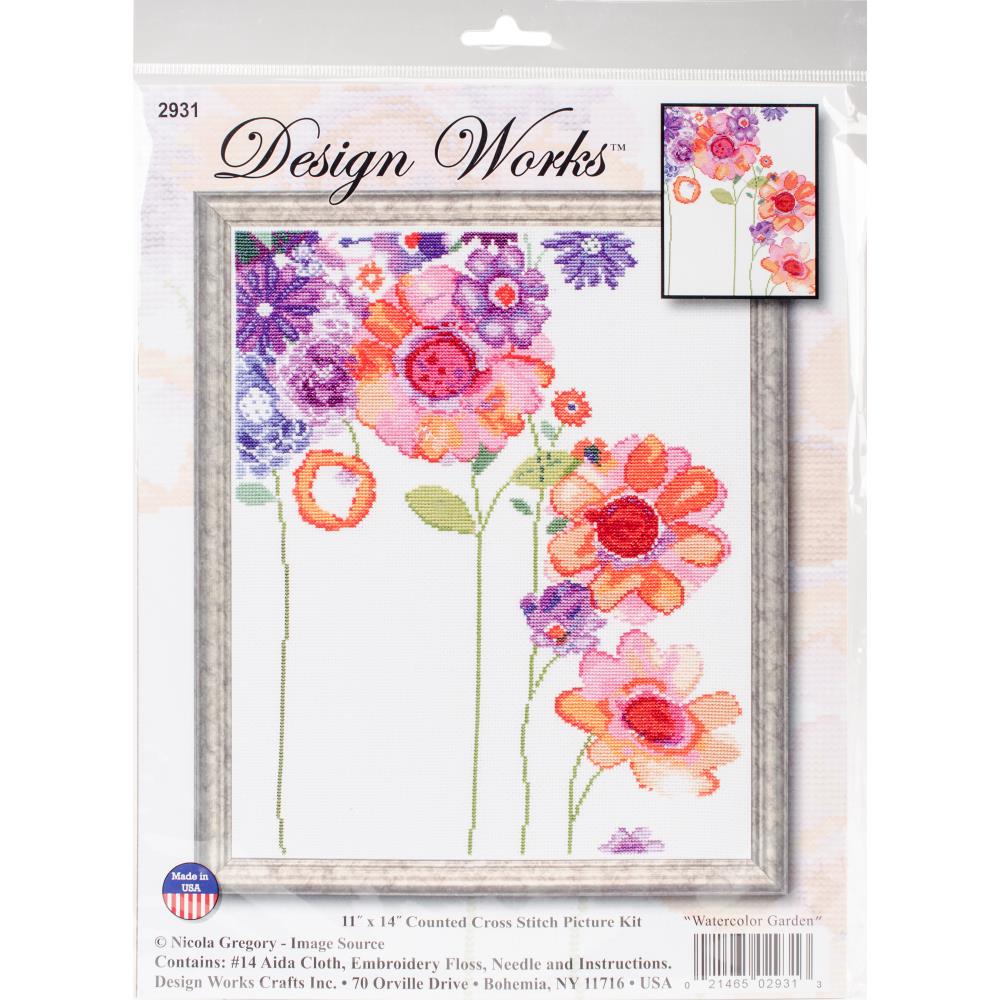 Watercolor Garden Cross Stitch Kit - Design Works