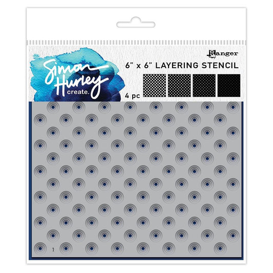 Simon Hurley Polka Dot Assortment Stencils 6x6 4 per pkg
