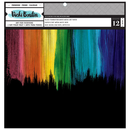Vicki Boutin Mixed Media Foundations Paper 12"X12" 12/Pkg-Black 140lb