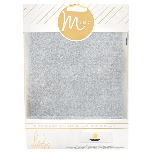 Minc 6x8 Glitter Sheets - Silver - 4 Sheets - Heidi Swapp
