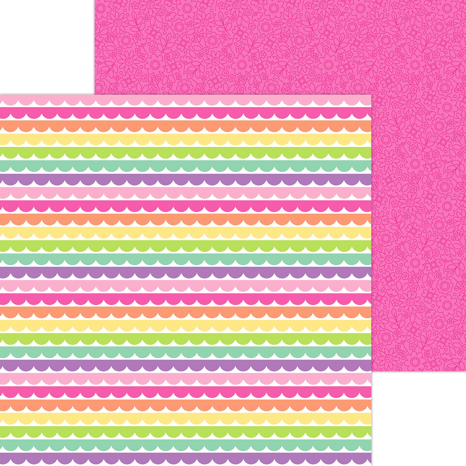 Rows of Ribbons - 12 x 12 Double Sided Paper - Doodlebug Design - Color Me Crafty Collection