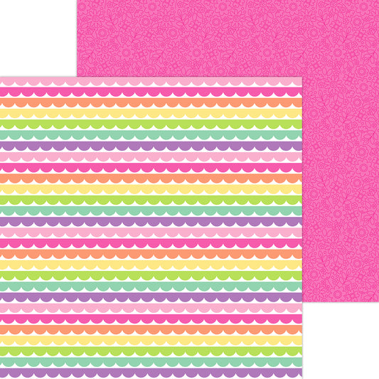 Rows of Ribbons - 12 x 12 Double Sided Paper - Doodlebug Design - Color Me Crafty Collection